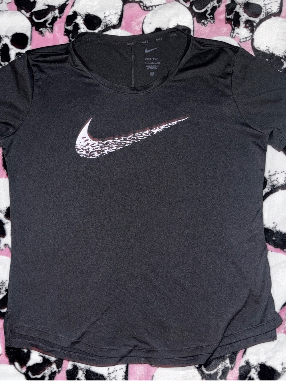 Nike Women's Black Dri-FIT Short Sleeve Tee with white Accent Swoosh